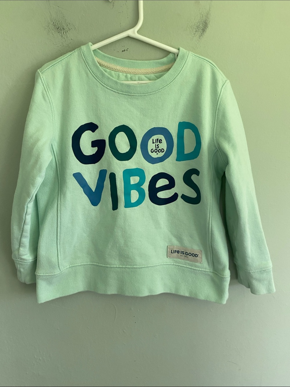 Life Is Good Kids Mint 'Good Vibes' Pullover Sweatshirt Size XS
